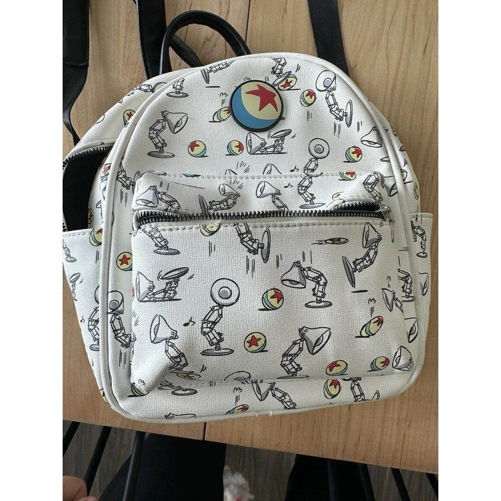 Pixar Luxo Lamp Mini Backpack BoxLunch Exclusive White Faux Leather Ball Patch